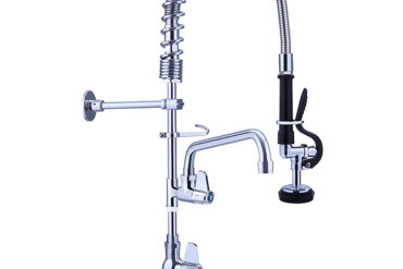 Pirmsnoskalošanas aerosola iekārta ar šarnīra jaucējkrānu, Viena ieplūde, Klājam piestiprināma, Augstums 600mm, Nerūsējošs tērauds | Adexa EQ7803A08