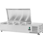 Reklamētais aukstā stenda sagataves virsma 1200 mm 4xGN1/3 dziļums 380 mm nerūsējošā tērauda vāks | Adexa GA512