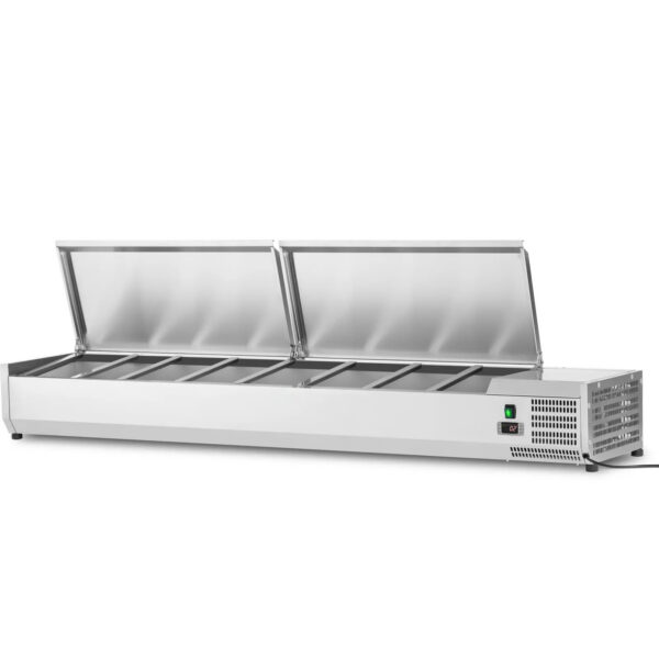 Dzesēts sagatavošanas augšdaļa 1800mm 8xGN1/3 Dziļums 380mm Nerūsējošā tērauda vāks | Adexa GA518