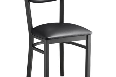 Melna tērauda krēsls ar melnu vinila polsterējumu sēdēšanai un melnu vinila polsterējumu atzveltnei | Adexa GS65VBSBB