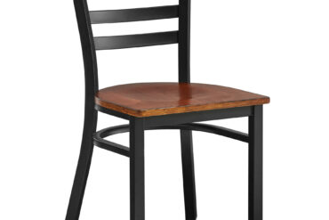 Melna tērauda krēsls ar valriekstu koka sēdekli un melnu atzveltni | Adexa GS694WWSBB