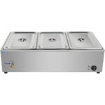 Komerciāls XL Bain Marie ar notekas krānu 3xGN1/1 iekļaujot 3 konteinerus ar vāku | Adexa HB3XL - Image 3