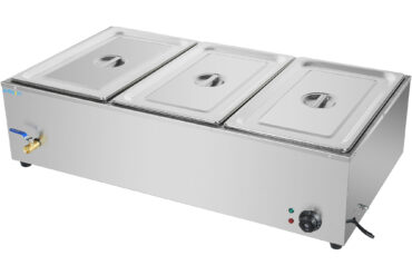 Komerciāls XL Bain Marie ar notekas krānu 3xGN1/1 iekļaujot 3 konteinerus ar vāku | Adexa HB3XL