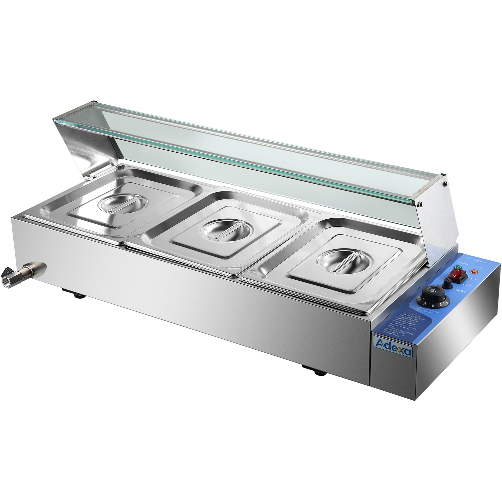 Komercijas Bain Marie ar stikla aizsargu 3xGN1/2 | Adexa HBM23 Komercijas Bain Marie ar stikla aizsargu 3xGN1/2 | Adexa HBM23 - Image 1