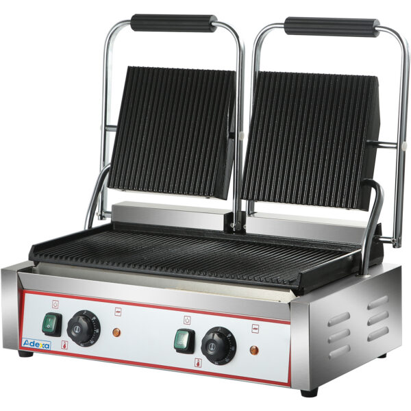Smagā režīma dubultā panīni kontakta grils Ribbed 3.6kW Dual Zone | Adexa HEG813