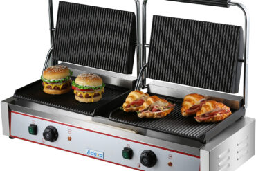 Smagās klases dubultais XL panīni kontakta grils Ribots 4.4kW divu zonu | Adexa HEG813E