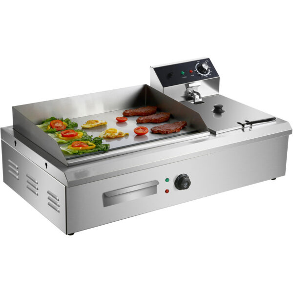 Komerciālais plīts un fritēšanas iekārta 760x630x460mm 2.8+3kW Elektriska | Adexa HEG908