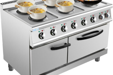 Komercijas elektriskā plīts ar 6 degļiem un elektrisko krāsni 12kW+4.8kW | Adexa HRQ762A