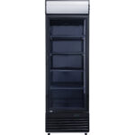 Komerciālais dzērienu dzesētājs vertikālais 332 litri statiskā dzesēšana eņģēm aiztaisāmas stikla durvis melns gaismas panelis | Adexa LG332BBLACK - Image 4