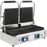 Smagā tipa dubultā Panini kontakta grils ar divām zonām 3.6kW Rievots | Adexa MLP813