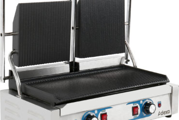 Smagā tipa dubultā Panini kontakta grils ar divām zonām 3.6kW Rievots | Adexa MLP813