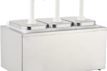 Tirdzniecības garšvielu/mērces dozators ar sūkni, 3x2 litru, nerūsējošais tērauds | Adexa NHP003