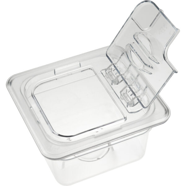 Polikarbonāta Gastronormas Konteinera Vāks ar Atveramo Vāciņu GN1/6 | Adexa P816LF