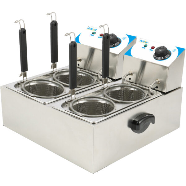 Komerciāla elektriskā makaronu katla vārīšanas iekārta ar 4 groziem 2x4 litri Galda modelis | Adexa PCM4L2