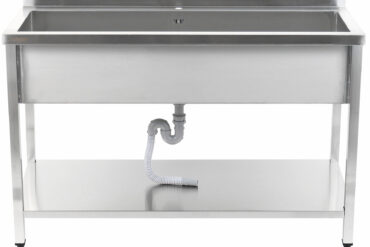 Komerciāls katlu mazgāšanas izlietne Nerūsējošais tērauds 1 bļoda Aizsargslānis Apakšējais plaukts 1800x700x900mm Kvadrātveida kājas | Adexa PSA18070U