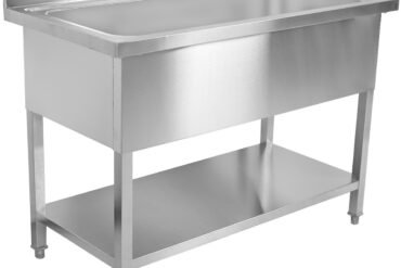 Komercijas katlu mazgāšanas izlietne No nerūsējoša tērauda 1 bļoda Aizmugures aizsargs 1200mm Dziļums 700mm Kvadrātveida kājas | Adexa PSD12070