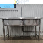 Tirdzniecības katlu mazgāšanas izlietne Nerūsējošais tērauds 1 bļoda Aizmugurējais valnis 1500x700x900mm Apaļas kājas | Adexa PSR15070 - Image 6