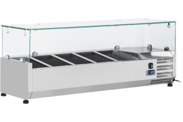 Ledusskapja servery sagatavošanas top 1200mm 4xGN1/3 Dziļums 380mm Stikla virsma | Adexa GT512