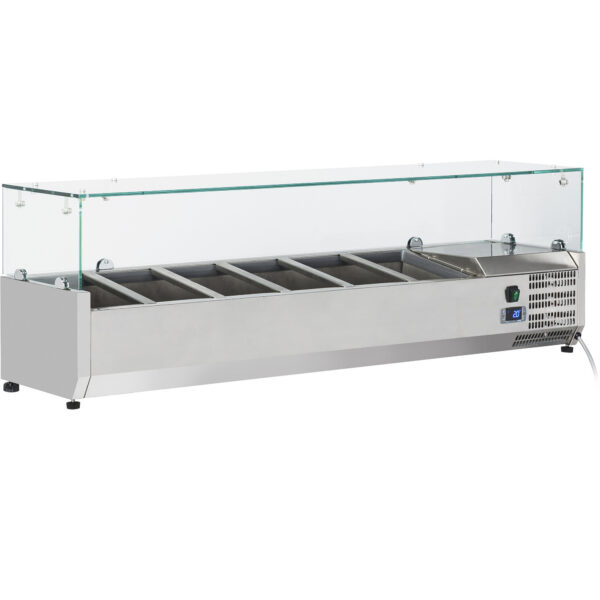 Dzesēts sagatavošanas galds 1400mm 6xGN1/3 Dziļums 380mm Stikla vāks | Adexa GT514