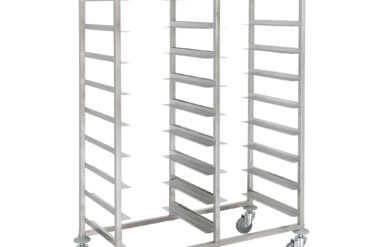 Komerciālais trauku mazgājamās mašīnas groza ratiņš Nerūsējošais tērauds 2x9 līmeņi 1185x533x1700mm | Adexa RT5509D