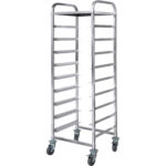 Komerckais trauku mazgājamās mašīnas groza ratiņš ar augšējo plauktu Nerūsējošais tērauds 9 līmeņi 550x510x1700mm | Adexa RT5509T