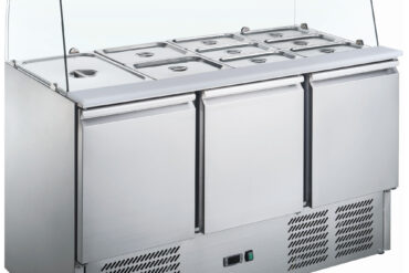 Saladette Prep Letenis ar Stikla Virsu 1365x700x1350mm 3 durvis | Adexa S903CG