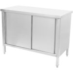 Tirdzniecības caurstaigājamais darba virsmas skapītis ar bīdāmām durvīm nerūsējošais tērauds 1500x700x850mm | Adexa SCP701502S - Image 3