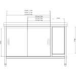 Komerciāls skapītis labajā pusē Atkritumu tvertne 1600x600x900 mm | Adexa SCP60160BRBR - Image 4