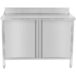 Komercdarbības darba virsmas grīdas skapītis 2 virpuļdurvis Nerūsējošs tērauds 1000x700x850mm Apmale | Adexa SCP10070BT