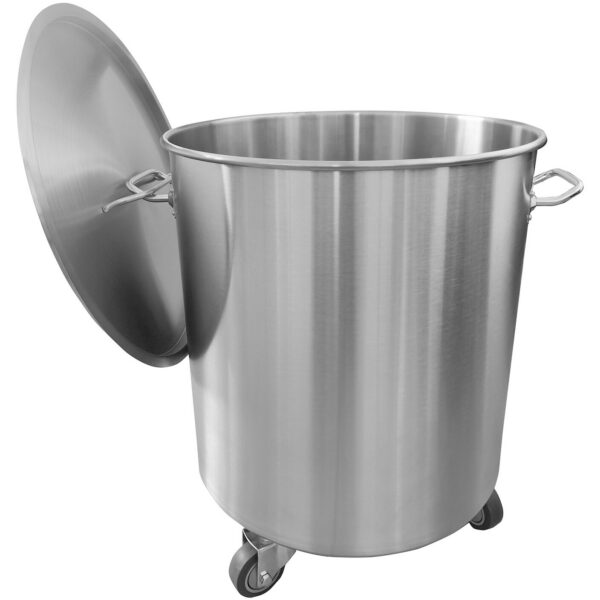 Profesionāls atkritumu konteineris Nerūsējošais tērauds ar vāku un riteņiem 95 litri | Adexa SDC95