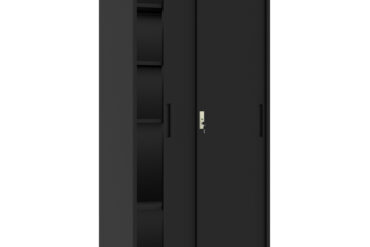 Profesionāls metāla uzglabāšanas skapis 2 bīdāmās durvis 900x400x1800mm Slēdzene 4 regulējami plaukti Melns | Adexa SEFC11B