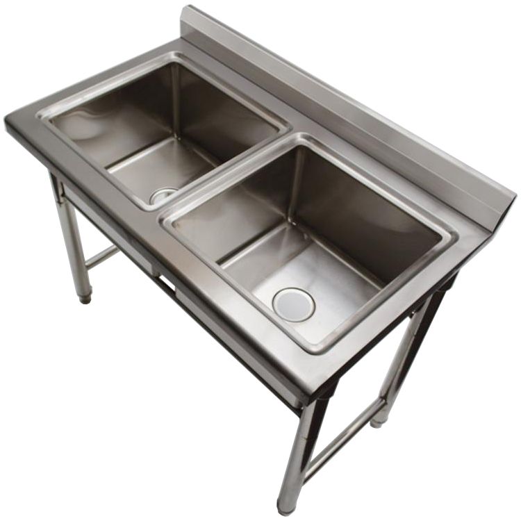 Komerciāla izlietne Nerūsējošais tērauds 1100x600x900mm 2 bļodas Splashback | Adexa ST245A Komerciāla izlietne Nerūsējošais tērauds 1100x600x900mm 2 bļodas Splashback | Adexa ST245A - Image 1