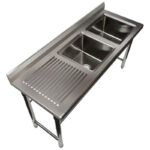 Komercēviņa Nerūsējošs tērauds 1700x600x900mm 2 bļodas pa labi Aizmugurējā apsmidzināšana | Adexa ST245BR