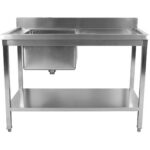 Komerciāla izlietne Nerūsējošais tērauds 1000x700x900mm 1 bļoda kreisajā pusē Splashback Apakšējais plaukts | Adexa STD1070L - Image 2