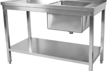 Komerciālās izlietne Nerūsējošais tērauds 1400x700x900mm 1 bļoda labajā Aizmugures siena Apakšējais plaukts | Adexa STD1470R