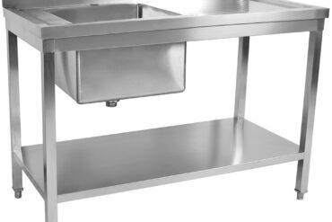 Tirdzniecības izlietne Nerūsējošais tērauds 1600x700x900mm 1 izlietne kreisā puse Aizsargmala Apakšējais plaukts | Adexa STD1670L