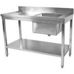 Komerciālais izlietne nerūsējošais tērauds 1500x600x900mm 1 bļoda labā puse Splashback apakšējā plaukta | Adexa STD1560R