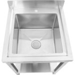 Komerciāla izlietne nerūsējošā tērauda 600x600x900mm 1 bļoda ar splashback | Adexa STD145A - Image 4