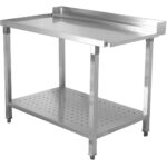 Izkraušanas galds kreisā puse 1100x650x850mm ar apakšējo plauktu un aizsargplāksni no nerūsējošā tērauda | Adexa SWB11065L