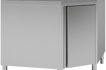 Komerciāls darba virsmas grīdas skapja stūra modulis Ar eņģēm veramas durvis Nerūsējošā tērauda sāni 600mm Aizmugurējā mala | Adexa VTC106CB