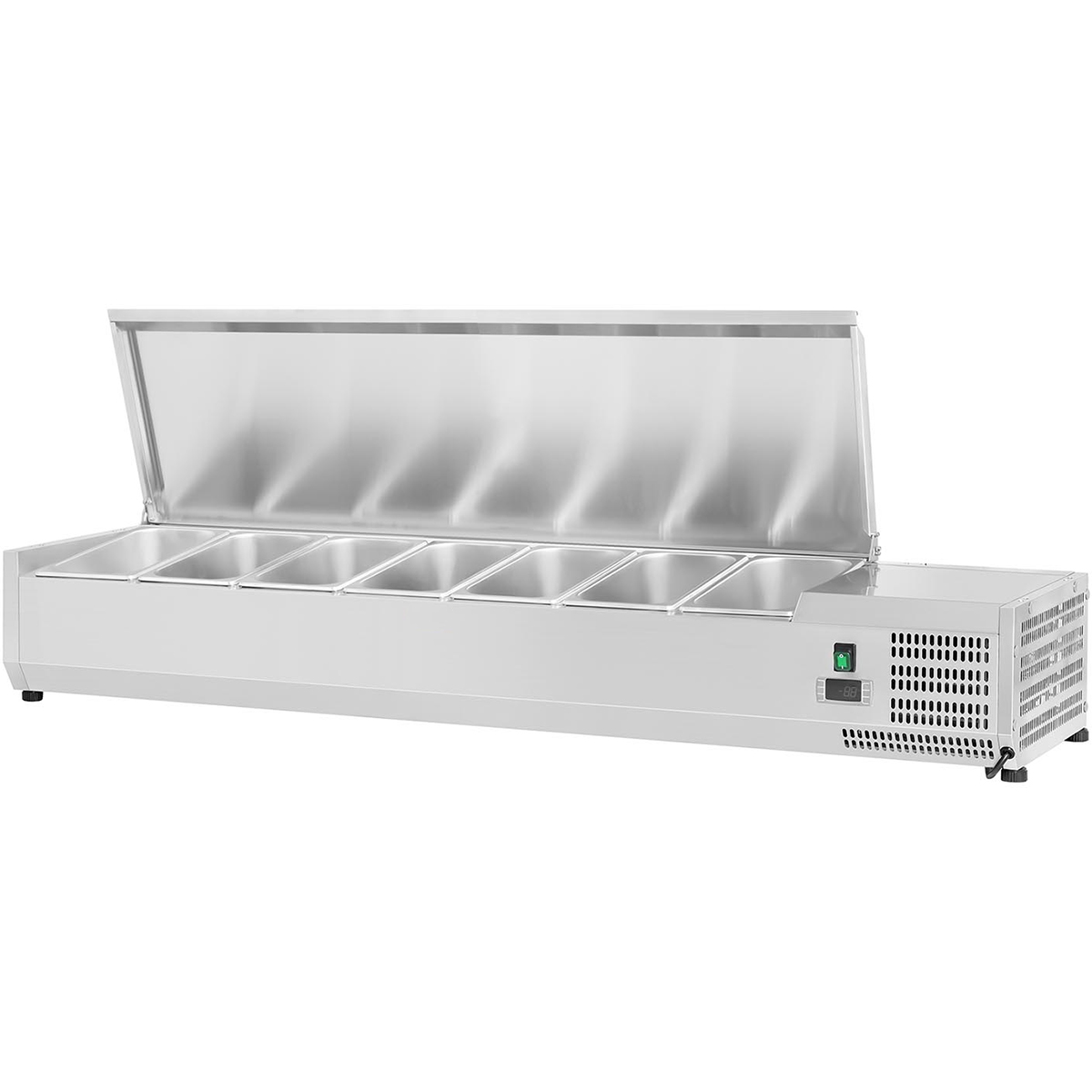 Refrigerated Servery Prep Top 1600mm 7xGN1/4 Depth 330mm Stainless steel lid | Adexa EA16 Refrigerated Servery Prep Top 1600mm 7xGN1/4 Depth 330mm Stainless steel lid | Adexa EA16 - Image 1