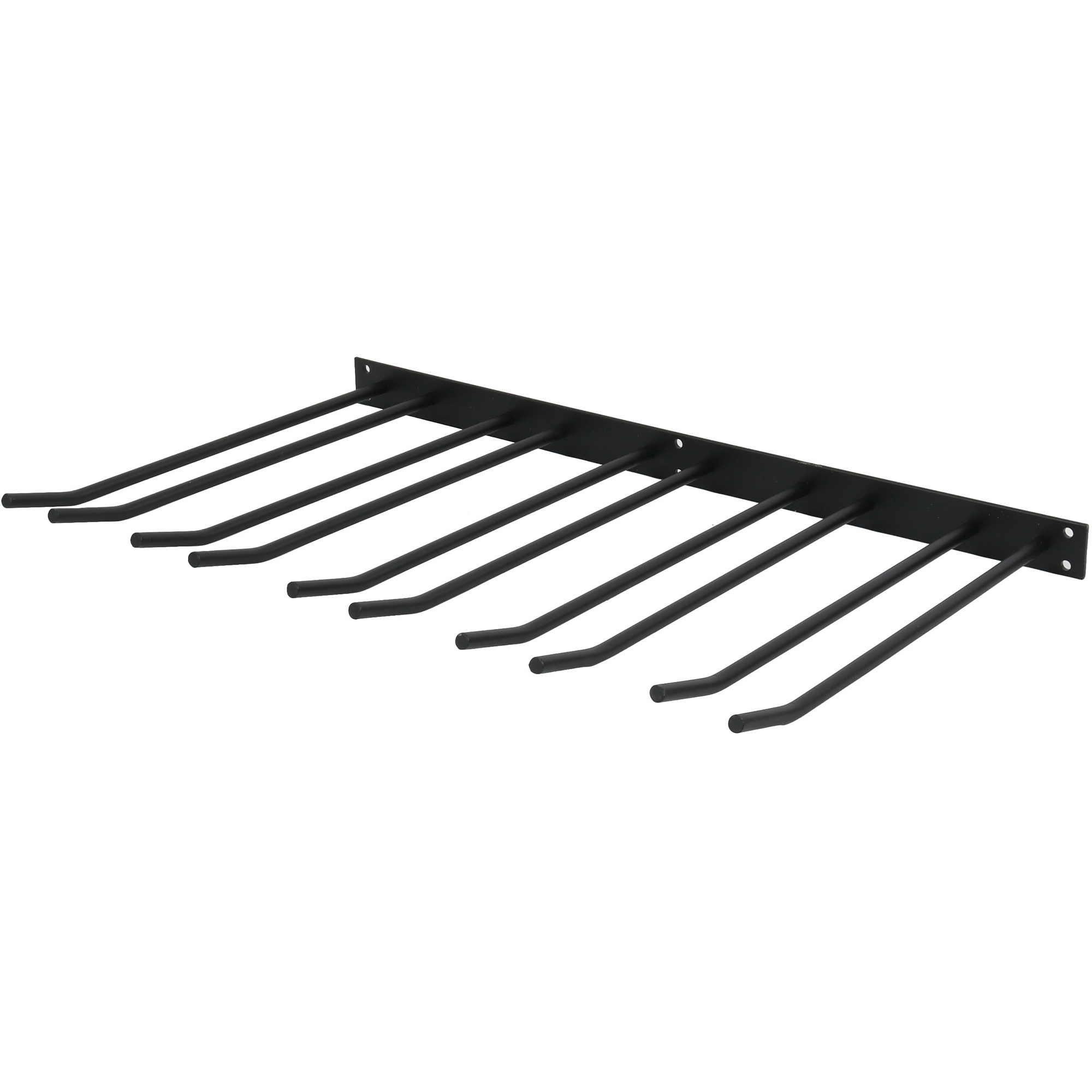 Vīna glāžu plaukts Melns pie sienas stiprināms Garums 300mm 15 vīna glāzes | Adexa WGA58500300B Vīna glāžu turētājs Melns Sienas stiprinājums Garums 400mm 20 vīna glāzes | Adexa WGA58500400B - Image 1