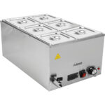 Komerciālais Bain Marie, iekļaujot 6xGN1/6 tvertnes ar vāku Digitālā vadība Noteks ventilis | Adexa WH7066CT16