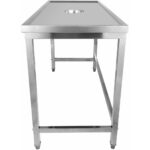 Profesionāls darba galds ar atkritumu caurumu un paceltām malām Nerūsējošais tērauds 1200x600x900mm | Adexa WHDW12060 - Image 2