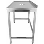 Profesionāls darba galds ar atkritumu caurumu un paceltām malām, splashback, nerūsējošais tērauds 1200x600x900mm | Adexa WHDW12060B - Image 2
