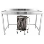 Profesionāls darba galds ar atkritumu caurumu un paceltām malām, splashback, nerūsējošais tērauds 1200x600x900mm | Adexa WHDW12060B - Image 3