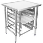 Komercīlais aprīkojuma statīvs ar 6 līmeņu plātņu plauktu GN1/1 ar jūras malām 800x700x900mm | Adexa WHMTR7080
