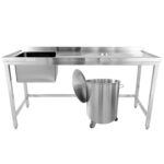 Komerciāla izlietne ar atkritumu caurumiem Nerūsējošais tērauds 1200x600x900mm 1 bļoda pa kreisi Aizmugures plāksne | Adexa WHSTD1270L - Image 3