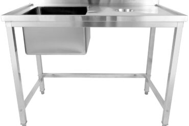 Komerciāla izlietne ar atkritumu caurumiem Nerūsējošais tērauds 1200x600x900mm 1 bļoda pa kreisi Aizmugures plāksne | Adexa WHSTD1270L