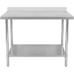 Komerciāls darba galds Nerūsējošais tērauds Apakšējais plaukts Aizsargmala 600x700x900/1000mm | Adexa WT7060 - Image 2
